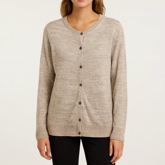 Croft & Barrow Women’s XL Button-Front Cardigan – Beige/Taupe Neutral - Picture 1 of 4